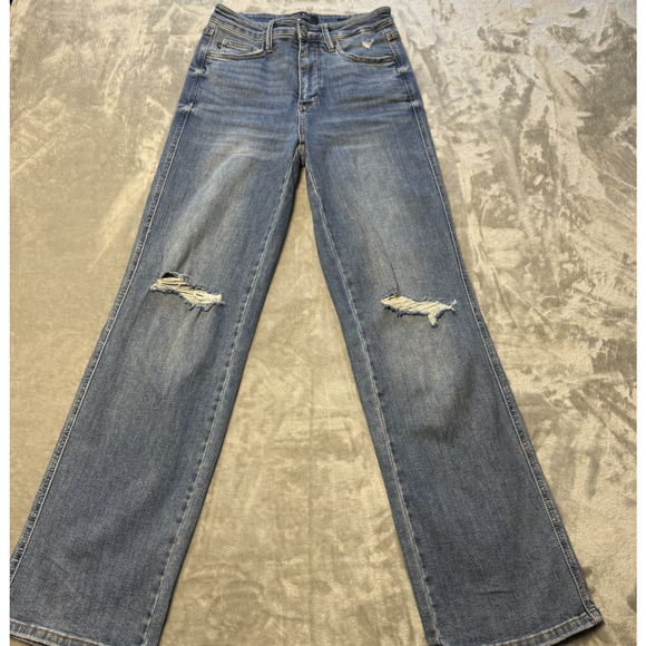 Judy Blue High Rise Straight Jeans Distressed Light Wash Women’s 5/27 JB88785 MD - Picture 1 of 13